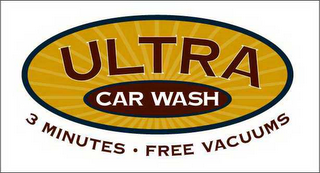 ULTRA CAR WASH 3 MINUTES FREE VACUUMS logo