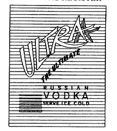 ULTRAA THE ULTIMATE RUSSIAN VODKA SERVE ICE COLD logo