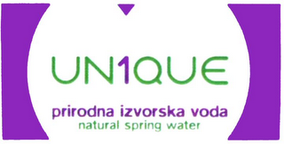 UN1QUE PRIRODNA IZVORSKA VODA NATURAL SPRING WATER logo