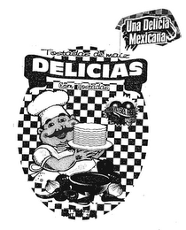 UNA DELICIA MEXICANA TOSTADAS DE MAIZ DELICIAS CORN TOSTADAS CHOLESTEROL FREE logo