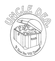 UNCLE DEA. "A TASTE YOU WILL TREASURE" logo