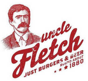UNCLE FLETCH JUST BURGERS & BEER ROUND ABOUT 1880 logo
