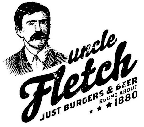 UNCLE FLETCH JUST BURGERS & BEER ROUND ABOUT 1880 logo