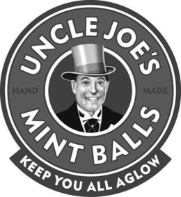 UNCLE JOE'S HAND MADE MINT BALLS KEEP YOU ALL AGLOW logo