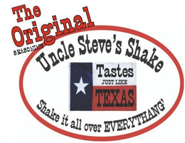 UNCLE STEVE'S TASTES SHAKE JUST LIKE TEXAS OVER IT SHAKE ALL THE ORIG IGINAL SEASONING EVERYTHANG logo