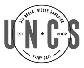 UNCS BIG DEALS, BIGGER BARGAINS. EVERY DAY! EST. 2002 logo