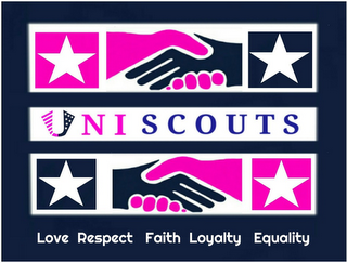 UNI SCOUTS LOVE RESPECT FAITH LOYALTY EQUALITY logo