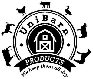 UNIBARN PRODUCTS WE KEEP THEM ALL DRY logo
