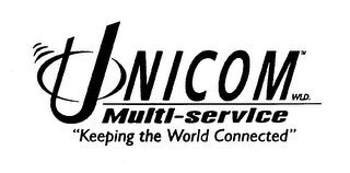 UNICOM WLD. MULTI-SERVICE KEEPING THE WORLD CONNECTED logo