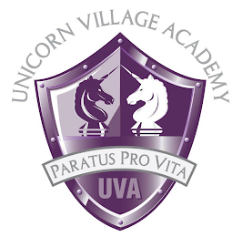 UNICORN VILLAGE ACADEMY PARATUS PRO VITA UVA logo