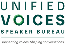 UNIFIED VOICES SPEAKER BUREAU CONNECTING VOICES. SHAPING CONVERSATIONS. logo