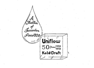 UNIFLOW 50 YEARS 1920 1970 KOLD- DRAFT A TRADITION OF INNOVATION SINCE 1920 logo