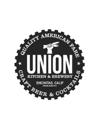 UNION KITCHEN & BREWERY ENCINITAS, CALIFESTABLISHED 2011 QUALITY AMERICAN FARE AND CRAFT BEER & COCKTAILS logo