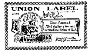 UNION LABEL STOVE, FURNACE & ALLIED APPLIANCE WORKERS' INTERNATIONAL UNION OF N.A. AFL-CIO logo