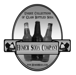 UNIQUE COLLECTIONS OF GLASS BOTTLED SODA HOMER SODA COMPANY WWW.HOMERSODA.COM logo