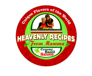 UNIQUE FLAVORS OF THE WORLD HEAVENLY RECIPES FROM MAMMA CREAMY BASIL SAUCE logo
