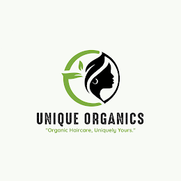 UNIQUE ORGANICS "ORGANIC HAIRCARE, UNIQUELY YOURS." logo