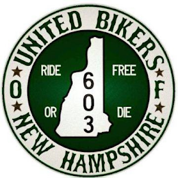 UNITED BIKERS OF NEW HAMPSHIRE RIDE FREE OR DIE 603 logo