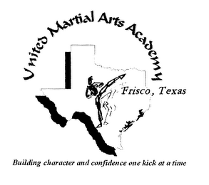 UNITED MARTIAL ARTS ACADEMY FRISCO, TEXAS BUILDING CHARACTER AND CONFIDENCE ONE KICK AT A TIME logo