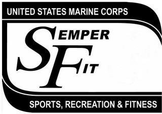UNITED STATES MARINE CORPS SEMPER FIT SEMPER FIDELIS SPORTS, RECREATION & FITNESS logo
