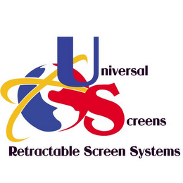 UNIVERSAL SCREENS RETRACTABLE SCREEN SYSTEMS logo