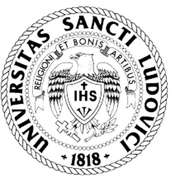 UNIVERSITAS SANCTI LUDOVICI 1818 RELIGIONI ET BONIS ARTIBUS IHS logo