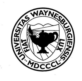 UNIVERSITAS WAYNESBURGIENSIS ·· MDCCCL ·· FIAT LUX logo