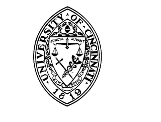 UNIVERSITY OF CINCINNATI 1819 JUNCTA JUVANT ALTA PETIT logo