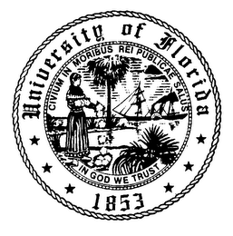 UNIVERSITY OF FLORIDA 1853 CIVIUM IN MORIBUS REI PUBLICAE SALUS IN GOD WE TRUST logo