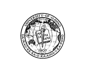 UNIVERSITY OF HAWAII UA MAU KE EA O KA AINA I KA PONO MALAMALAMA 1907 logo