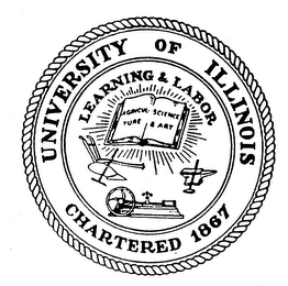 UNIVERSITY OF ILLINOIS CHARTERED 1867 LEARNING & LABOR AGRICULTURE SCIENCE & ART logo