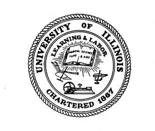 UNIVERSITY OF ILLINOIS CHARTERED 1867 LEARNING & LABOR AGRICULTURE SCIENCE & ART logo