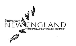 UNIVERSITY OF NEW ENGLAND TRANSFORMATION THROUGH EDUCATION logo
