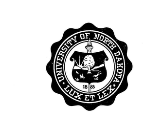 UNIVERSITY OF NORTH DAKOTA 1883 LUX ET LEX logo