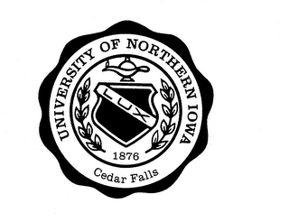 UNIVERSITY OF NORTHERN IOWA LUX 1876 CEDAR FALLS logo