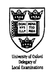UNIVERSITY OF OXFORD DELEGACY OF LOCAL EXAMINATIONS DOMJ MINA NVS TIO ILLV MEA logo