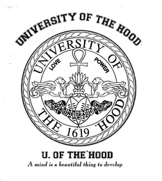 UNIVERSITY OF THE 'HOOD PIT BULLS 1619 LOVE POWER logo