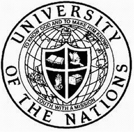 UNIVERSITY OF THE NATIONS TO KNOW GOD AND TO MAKE HIM KNOWN YOUTH WITH A MISSION logo