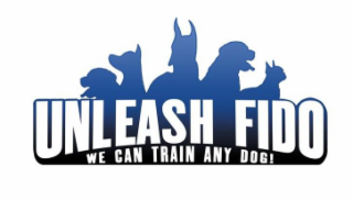 UNLEASH FIDO WE CAN TRAIN ANY DOG! logo