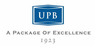 UPB A PACKAGE OF EXCELLENCE 1923 logo
