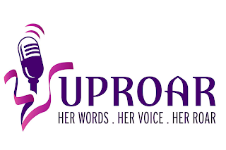 UPROAR HER WORDS. HER VOICE. HER ROAR logo
