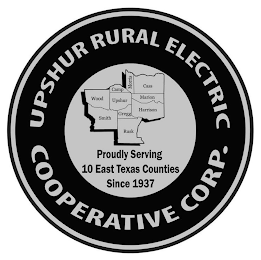 UPSHUR RURAL ELECTRIC COOPERATIVE CORP.PROUDLY SERVING 10 EAST TEXAS COUNTIES SINCE 1937 WOOD SMITH CAMP UPSHUR GREGG RUSK MORRIS CASS MARION HARRISON logo