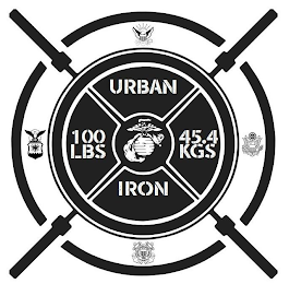 URBAN IRON 100 LBS 45.4 KGS UNITED STATES COAST GUARD 1790 logo