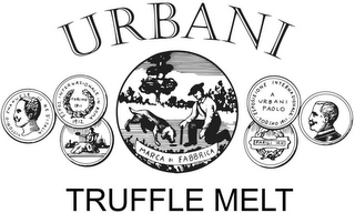 URBANI TRUFFLE MELT MARCA DI FABBRICA VITTORIO EMANUELE III RE DITALIA ESPOSIZIONE INTERNAZIONALE IN ROMA 1912 TORINO 1911 ESPOSIZIONE INTERNAZIONALE TORINO 1911 - A PAOLO URBANI PARIGI 1910 logo