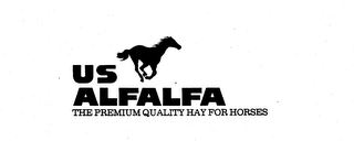 US ALFALFA THE PREMIUM QUALITY HAY FOR HORSES logo