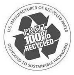 U.S. MANUFACTURER OF RECYCLED PAPER DEDICATED TO SUSTAINABLE PACKAGING PRATT 100% RECYCLED logo