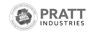 U.S. MANUFACTURER OF RECYCLED PAPER DEDICATED TO SUSTAINABLE PACKAGING PRATT 100% RECYCLED PRATT INDUSTRIES logo
