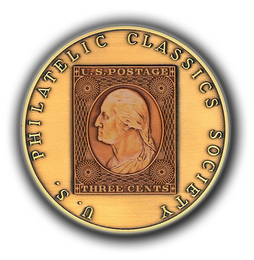 U.S. PHILATELIC CLASSICS SOCIETY; U.S. POSTAGE THREE CENTS logo