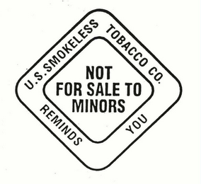 U.S. TOBACCO CO. REMINDS YOU SMOKELESS TOBACCO NOT FOR SALE TO MINORS logo