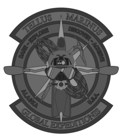 U.S.A. ALASKA DISCOVER 1 ACHIEVE GLOBAL EXPEDITIONIS DARE 1 EXPLORE MARINUS TELLUS logo